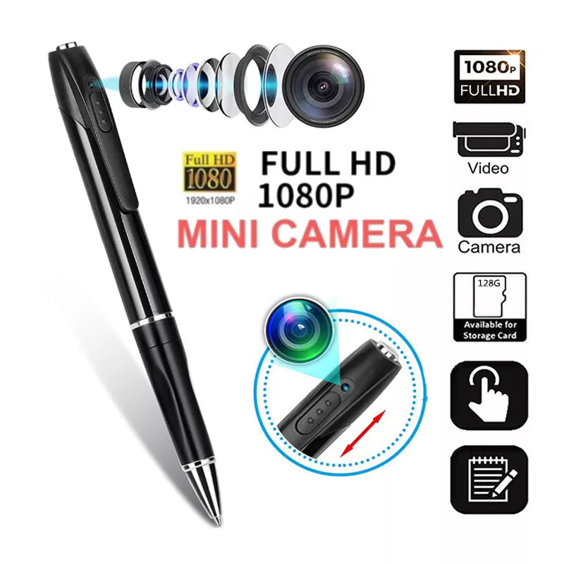 Portable spy pen with hidden camera and voice recorder, ideal for business conferences and security.