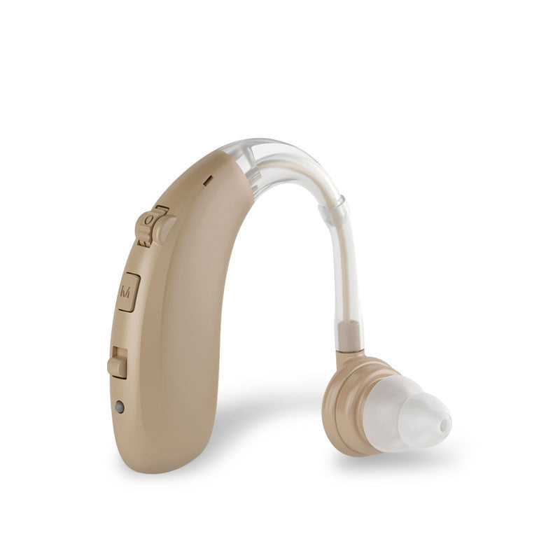 Discreet rechargeable hearing aid, universal fit, for enhanced auditory listening. Personal sound amplifier for adults.