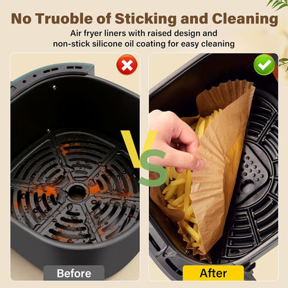 Get perfect crispy results every time with EasyCrisp non-stick air fryer parchment liners. Easy cleanup!