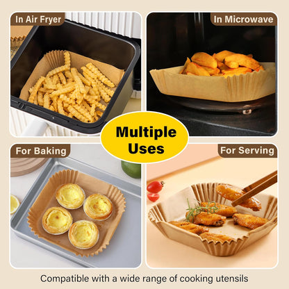 Kitchen essential: Disposable non-stick air fryer liners for baking, roasting & easy cleanup.