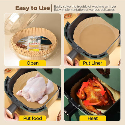 Packaged EasyCrisp disposable non-stick air fryer liners, ready to simplify your cooking cleanup.