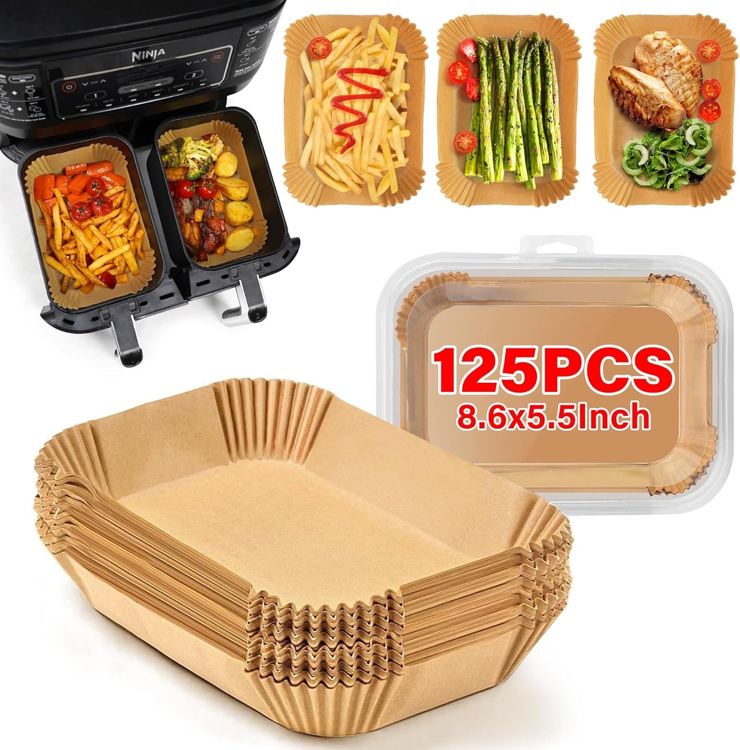 Convenient disposable air fryer cooking liners, designed for effortless food release & easy cleanup.