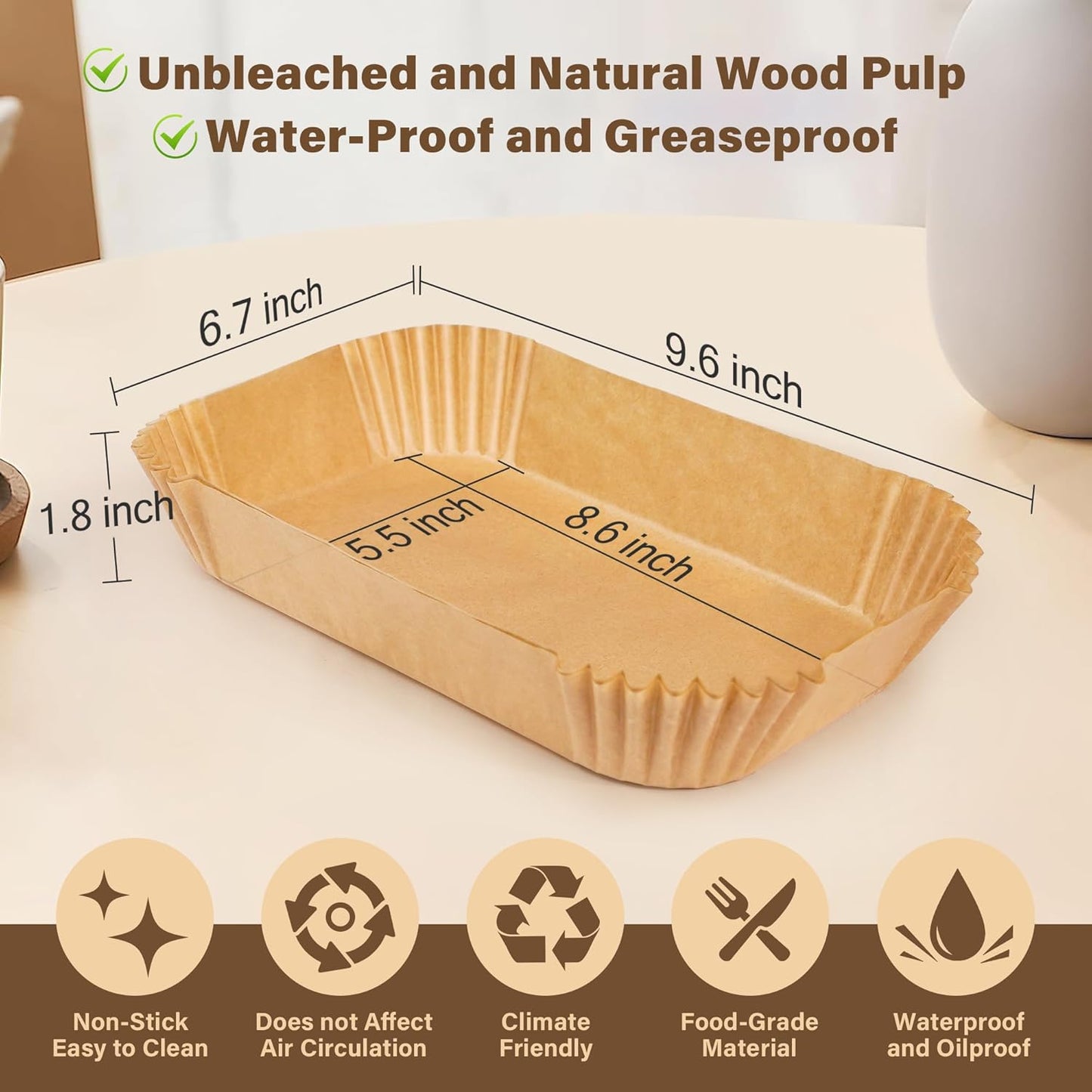 Protect your air fryer basket with these non-stick, disposable parchment paper liners for cooking.