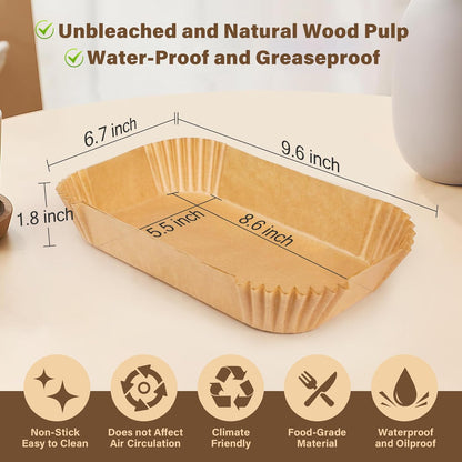 Protect your air fryer basket with these non-stick, disposable parchment paper liners for cooking.