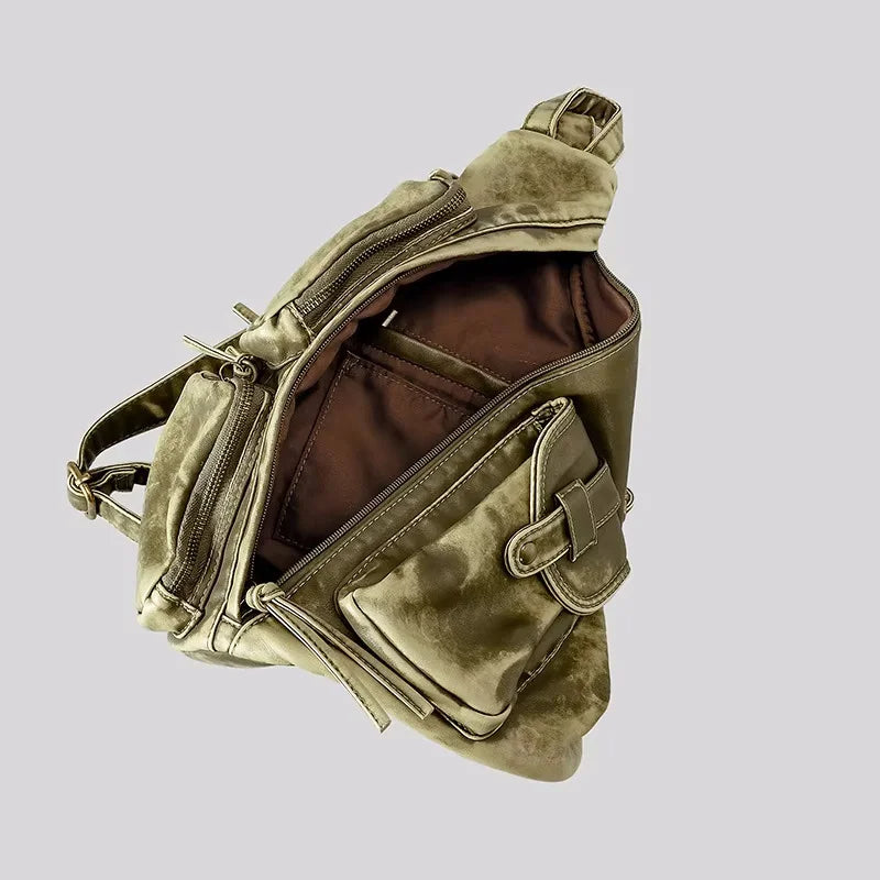 Chic women's convertible backpack, easily transforms into a sling or chest bag for travel & daily use.