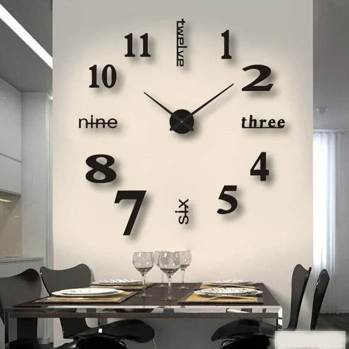 Modern wall clock kit, DIY large luminous numbers, perfect for contemporary home decor.