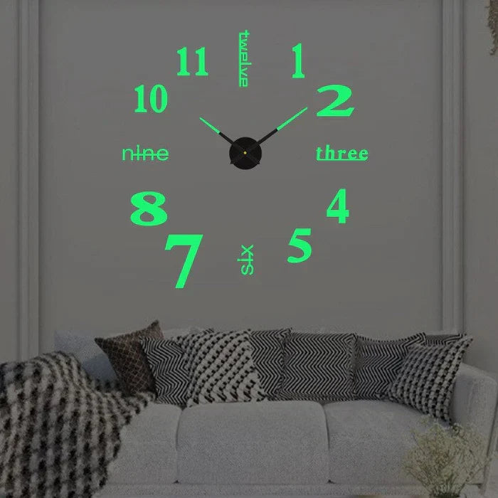 Customizable DIY wall clock, modern, large, and luminous, a unique home decoration project.
