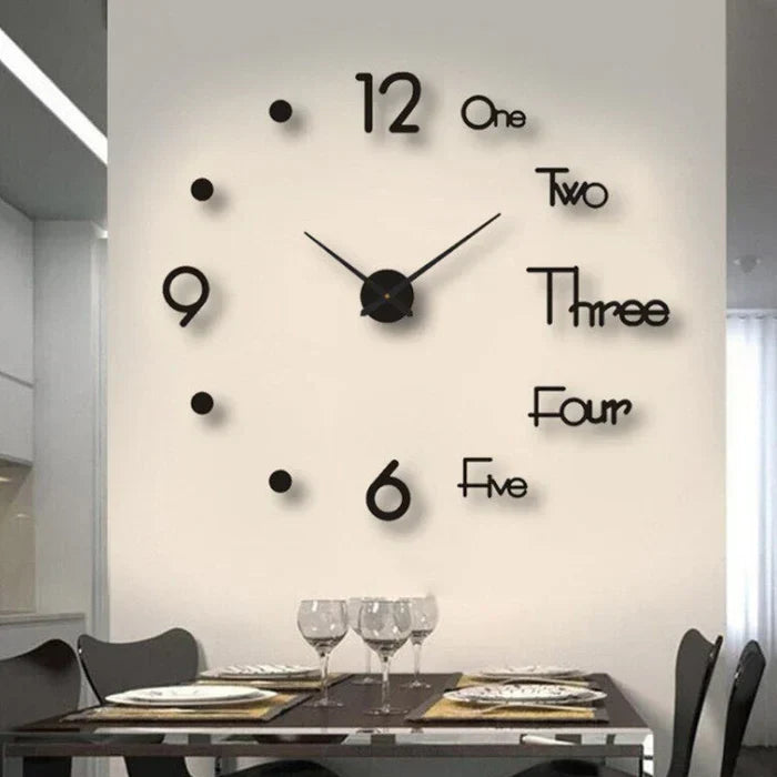 Large modern DIY clock, luminous and customizable for stylish home decor.