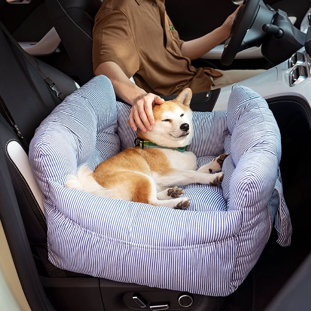 Medium dog booster car seat, providing safety, comfort, and an elevated view with non-slip base.