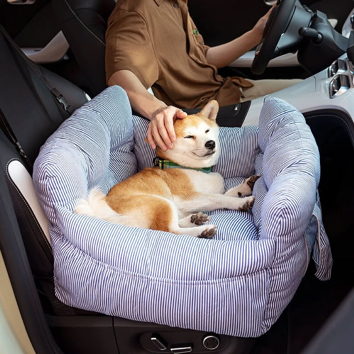 Medium dog booster car seat, providing safety, comfort, and an elevated view with non-slip base.