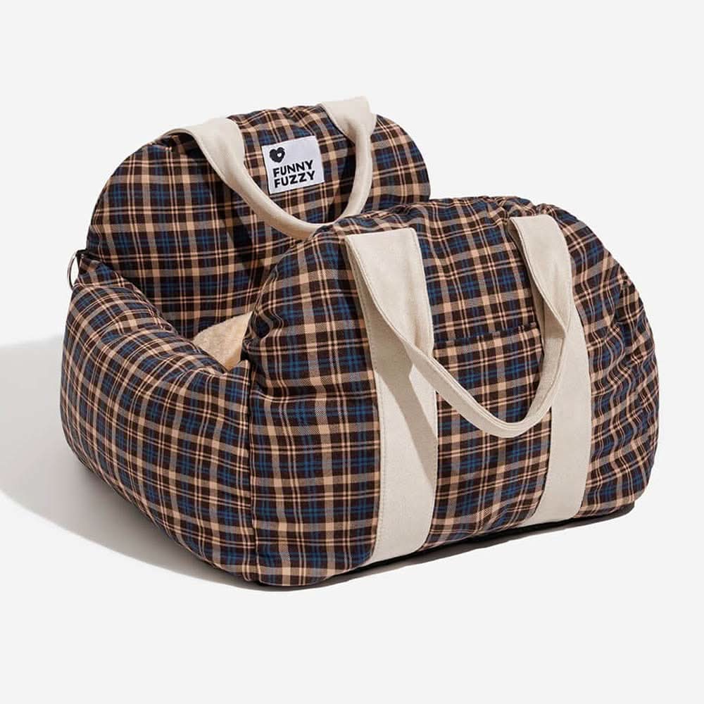 Optimal pet travel solution: a dog booster car seat with safety belt, non-slip base & comfy bed.