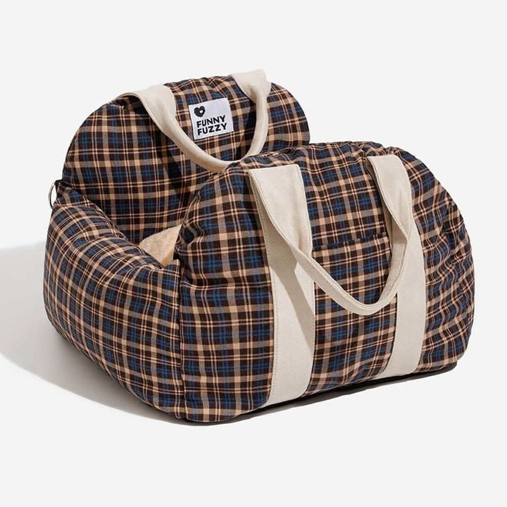 Optimal pet travel solution: a dog booster car seat with safety belt, non-slip base & comfy bed.