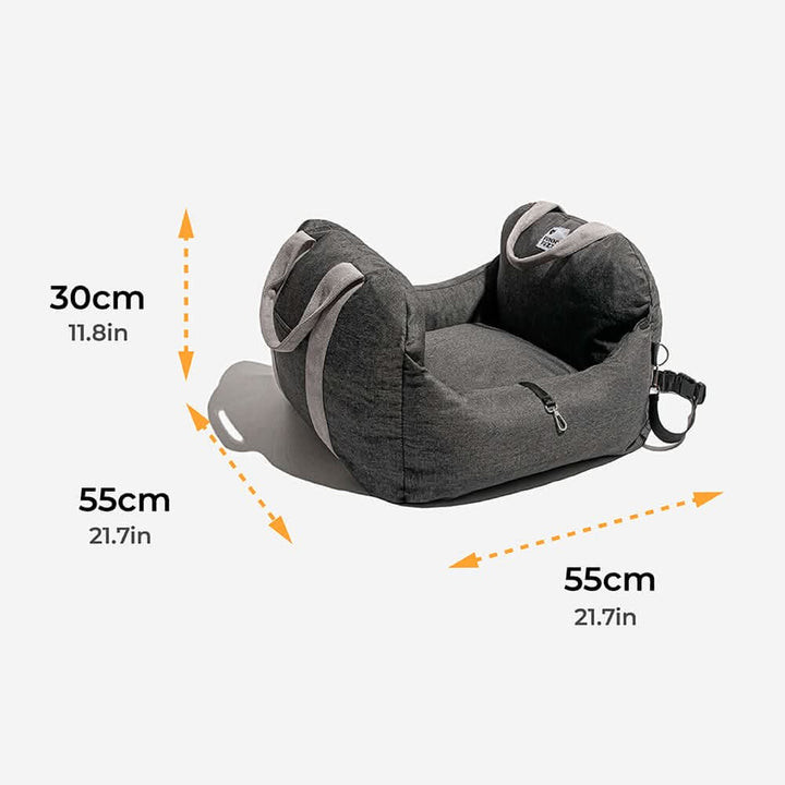 Secure dog car seat with strong safety belt & non-slip bottom keeps your pet stable & safe on journeys.