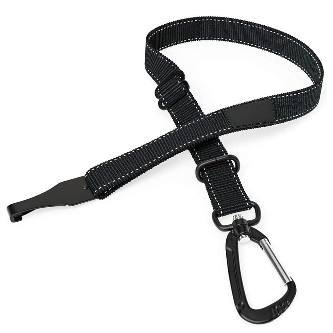 Dog car seatbelt for pet safety during travel. Secure, durable, and adjustable for all canines.
