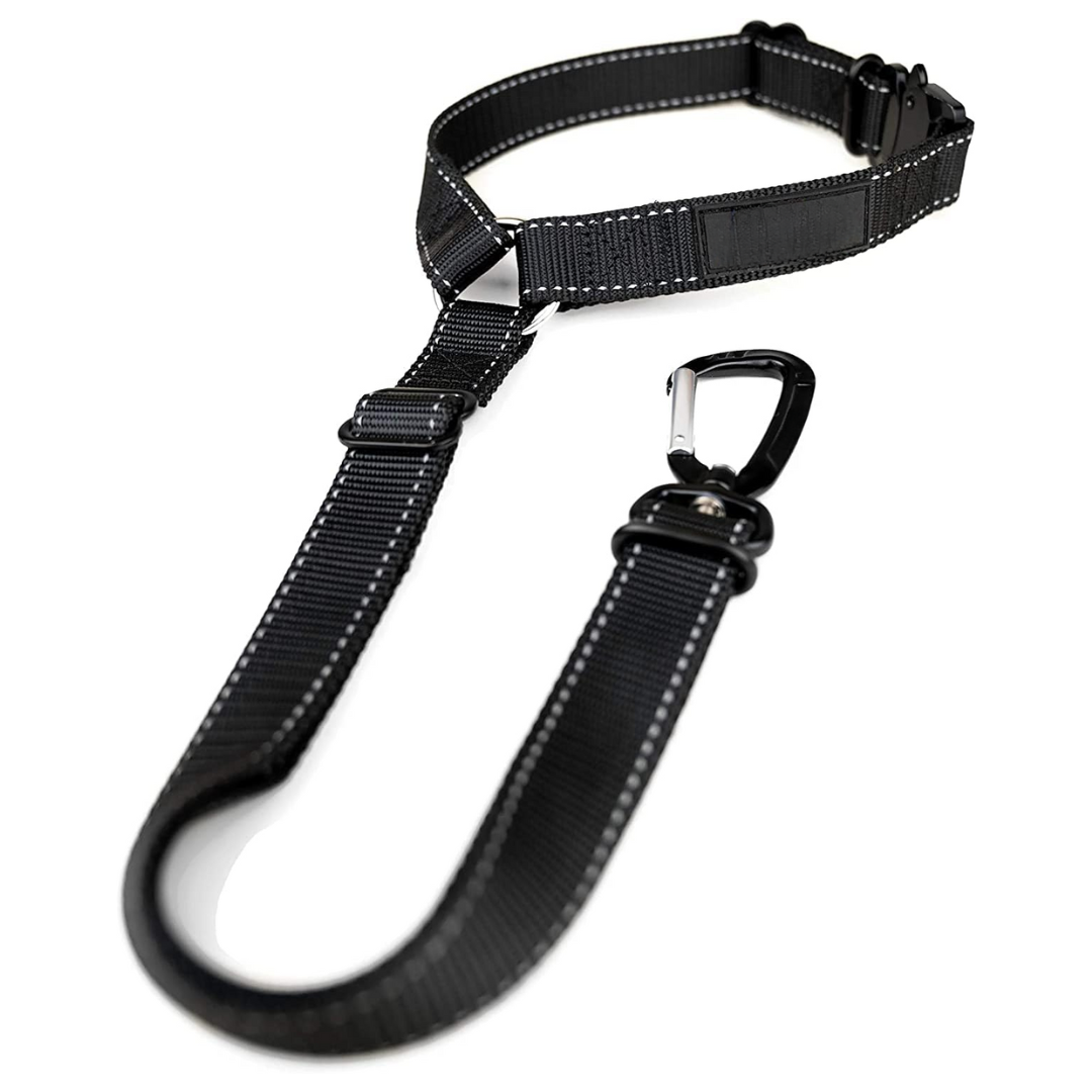 Instantly secure your dog with this adjustable pet car seatbelt for safe vehicle travel.