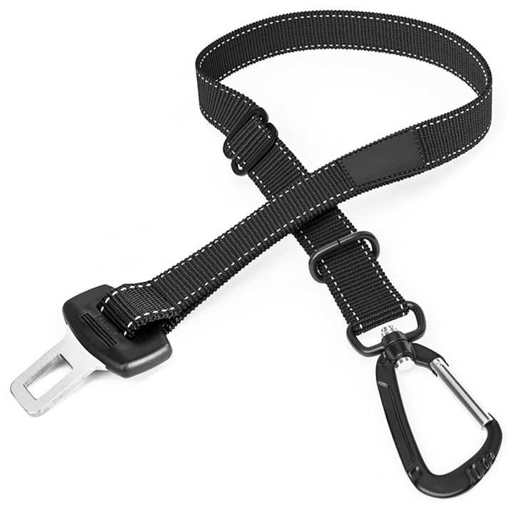 Durable dog safety seatbelt for cars, ensuring canine travel security with adjustable straps.