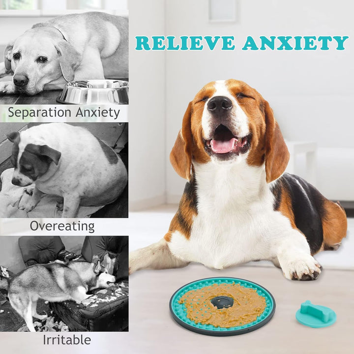 Versatile dog lick mat for anxiety relief, slow feeding, mental stimulation, and reducing dog boredom.