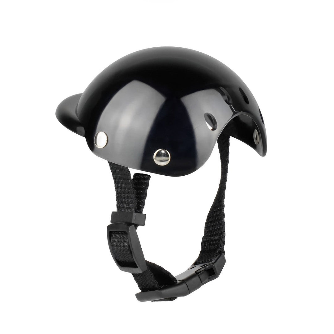 Stylish dog motorcycle helmet & pet goggles. Ensures safety & eye protection for adventurous dogs on rides.