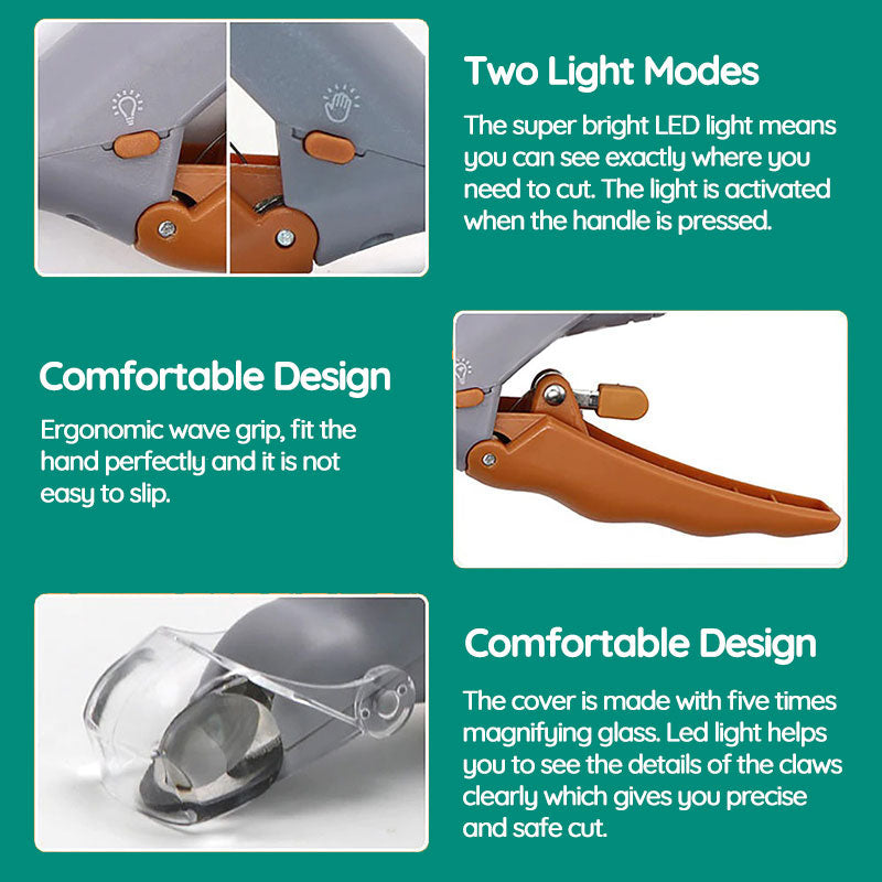 Essential pet grooming tool: dog nail clipper with LED light & quick sensor technology.