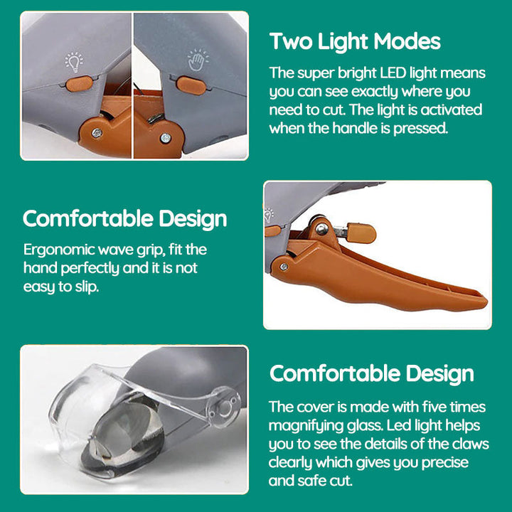 Essential pet grooming tool: dog nail clipper with LED light & quick sensor technology.
