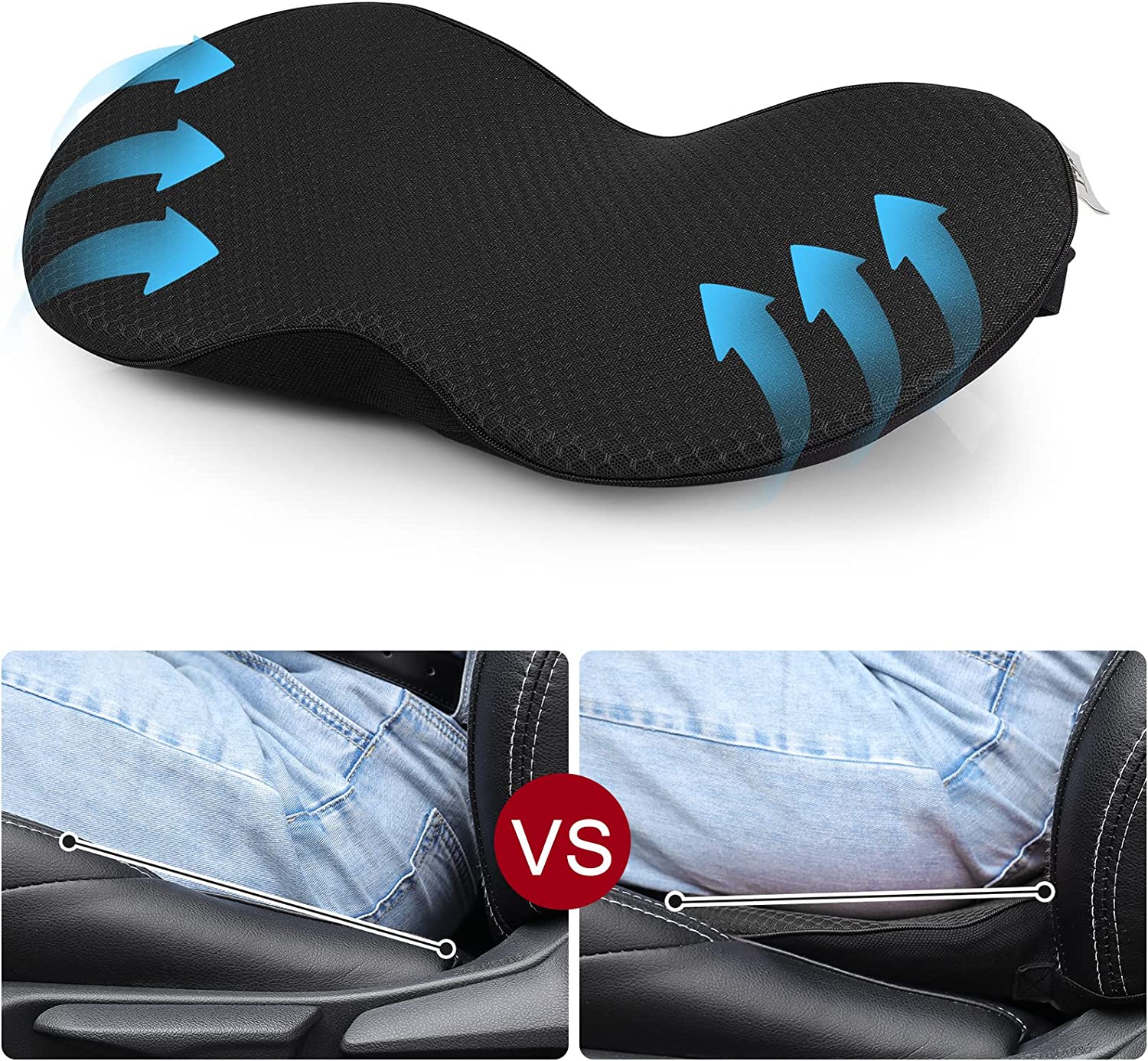 Ergonomic Booster Car Seat Pad: Reduces driving fatigue, provides back support for shorter drivers.