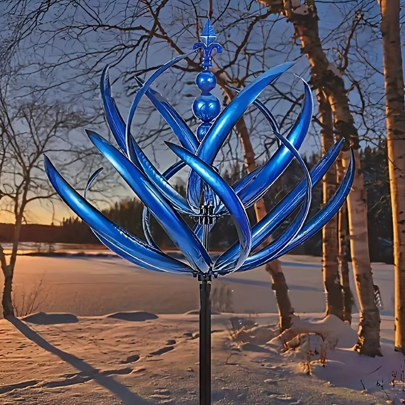 Bronze finish dual motion wind spinner, perfect garden stake for artistic outdoor and home decor.