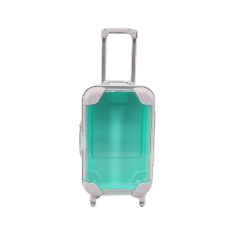 Colorful toy suitcase, perfect doll accessory for 18-inch dolls; ideal kids play gift.