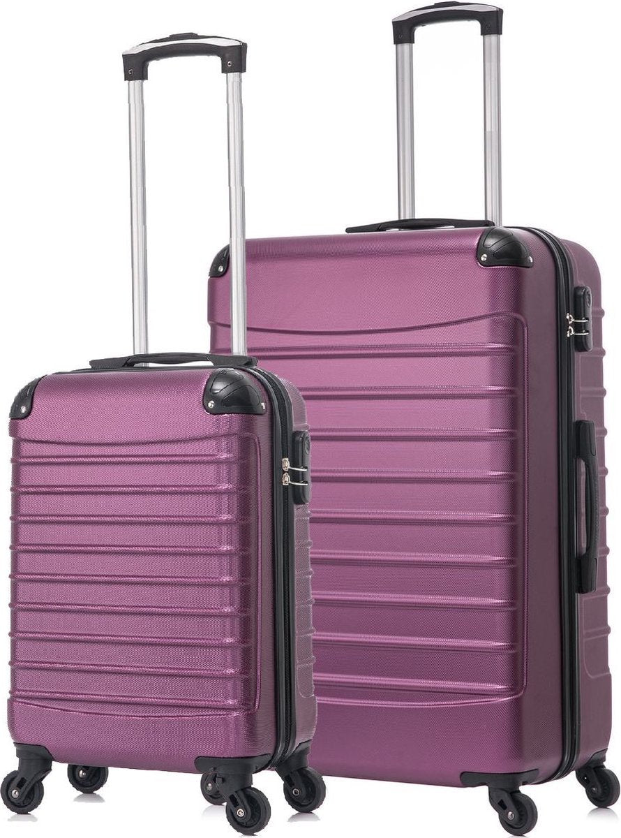 Matching 2-piece hardshell ABS luggage set, spinner suitcases ideal for travel & vacation.