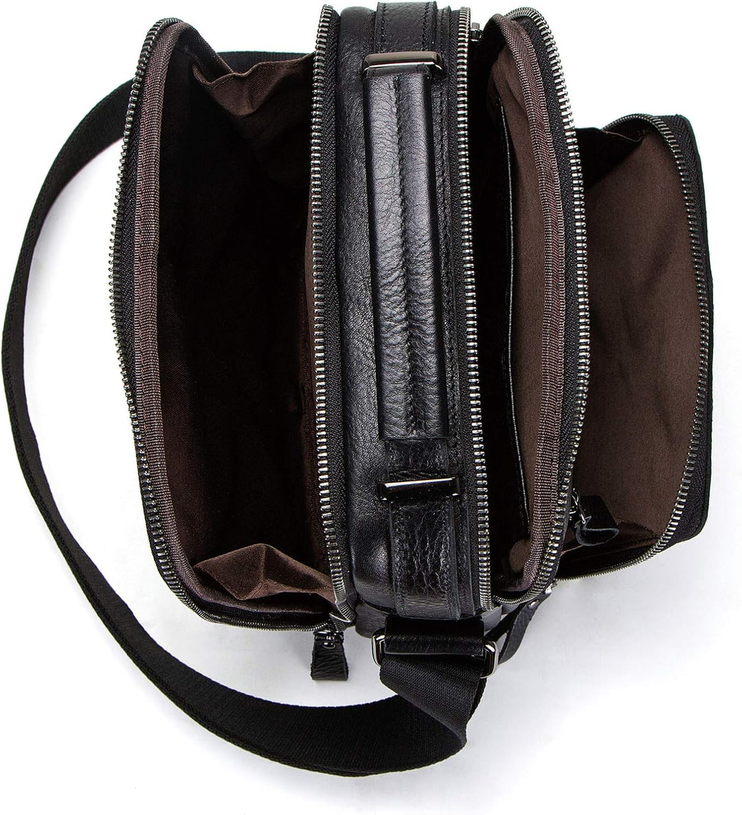 Versatile unisex leather messenger bag. Perfect as a student, work, or daily essentials shoulder bag. Durable design.