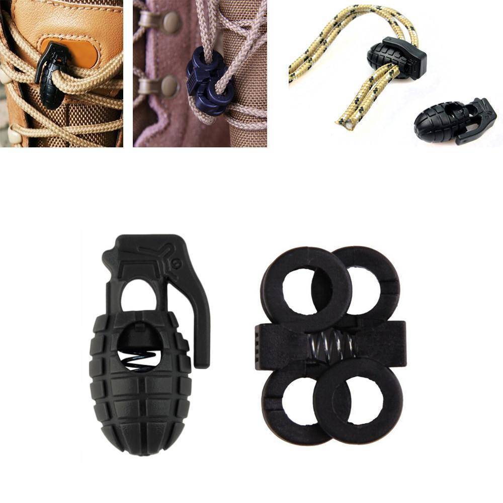 Durable black paracord cord lock, ideal for securing shoe laces and outdoor gear, a versatile cord stopper.