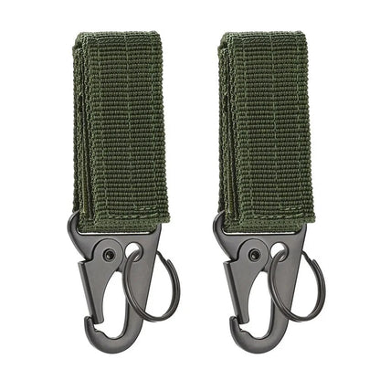 Black tactical clip and key ring set, 2-pack, for durable outdoor gear attachment