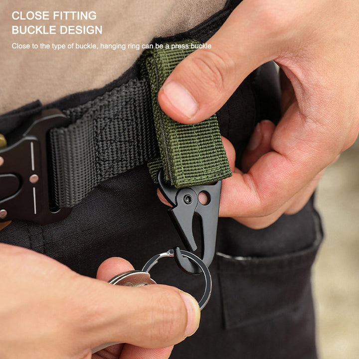 Tactical gear clip and keyring holder, two-piece set for hiking and outdoor activities