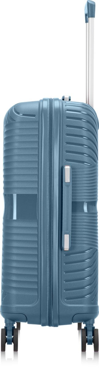 Lightweight & durable blue hardshell travel suitcase, Amalfi model, designed for secure, organized packing.