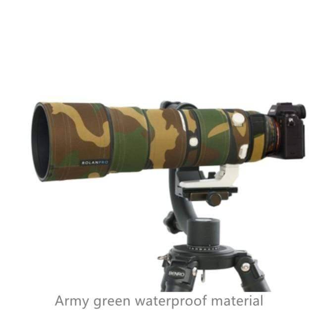 Waterproof camouflaged lens case, strong protection for camera lenses, perfect for outdoor enthusiasts.