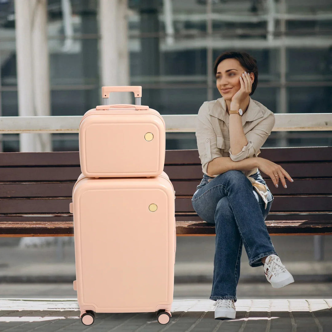 2-piece Vienna Duo hard shell luggage set with smooth spinner wheels for easy airport travel.