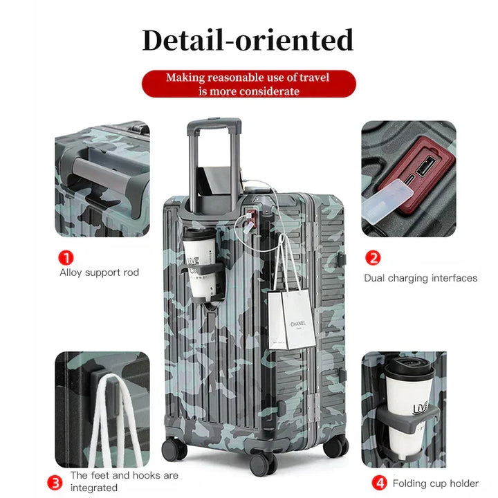 Lightweight hard shell luggage with smooth spinner wheels & secure zipper for easy, organized travel.