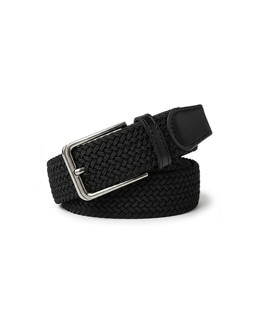 Durable men's braided belt for lasting style. Classic woven design, comfortable everyday waist accessory.