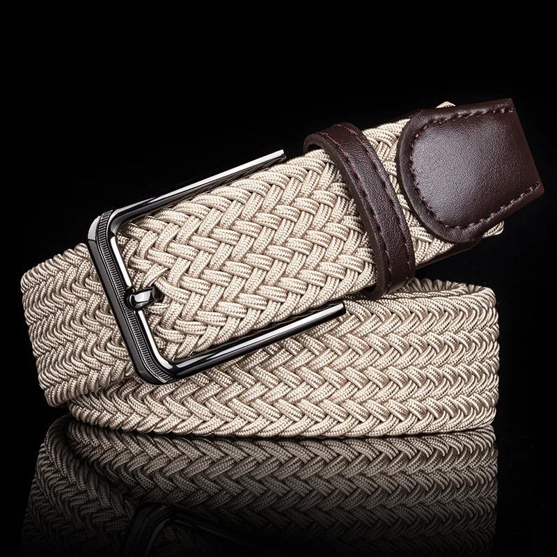 Richly textured men's braided belt, durable woven design. Versatile for everyday style, comfort & mens fashion.