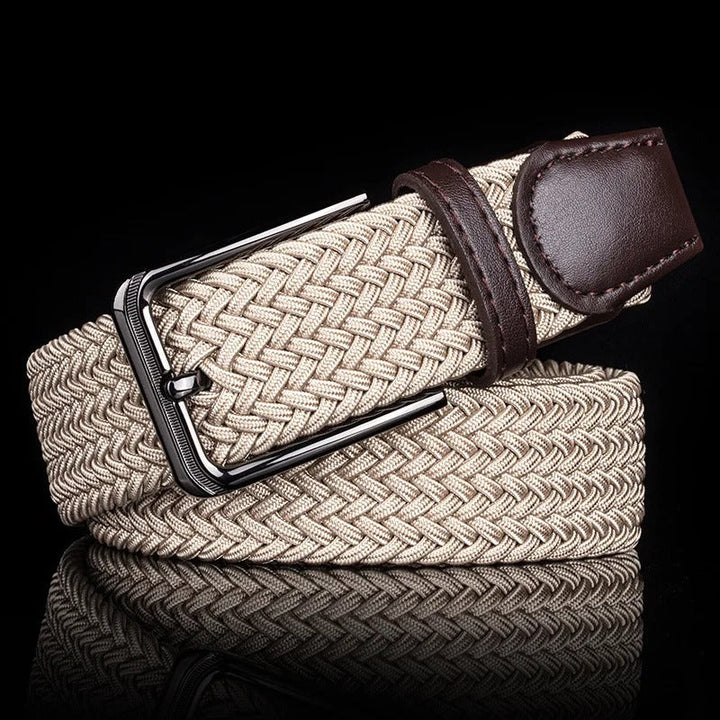 Richly textured men's braided belt, durable woven design. Versatile for everyday style, comfort & mens fashion.