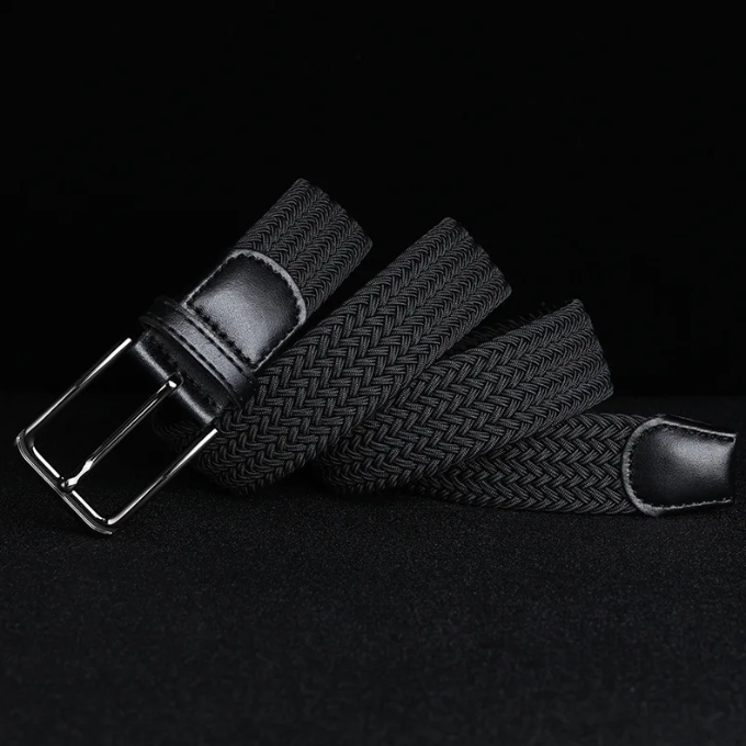 High-quality men's braided waist belt with intricate woven texture, durable & stylish for daily fashion.