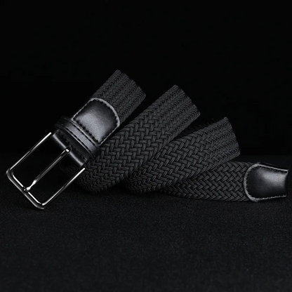 High-quality men's braided waist belt with intricate woven texture, durable & stylish for daily fashion.