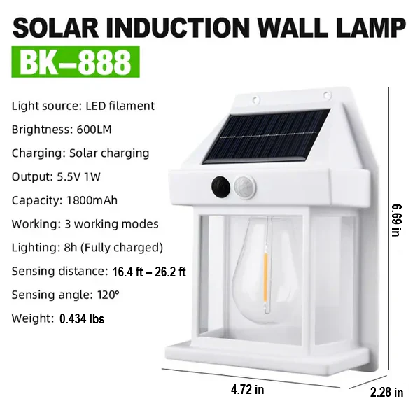 Robust waterproof solar wall lamp featuring automatic LED illumination for reliable outdoor garden and patio lighting.