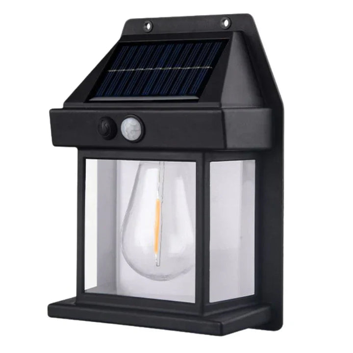 Solaris durable solar wall lamp: automatic LED outdoor lighting for patio, garden, & pathway. Energy efficient.