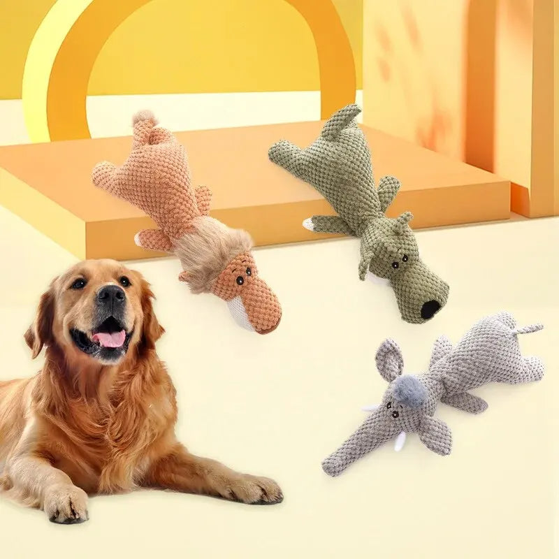 Durable plush dog chew toy for aggressive chewers, built to last and provide hours of fun.