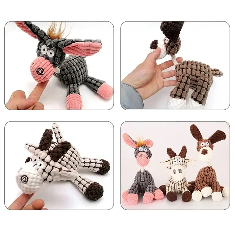 Squeaky plush dog toy, designed for aggressive chewers to provide interactive fun and mental stimulation.