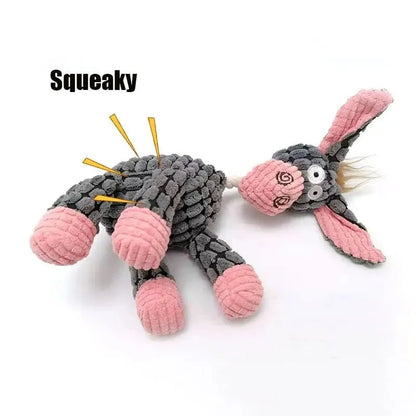 Indestructible dog plush toy, perfect for tough chewers & aiding in pet anxiety relief and dental health.