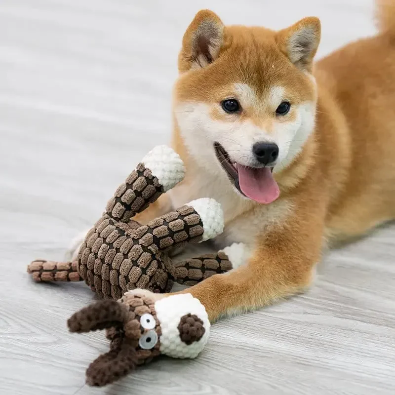 Robust plush chew toy for dogs, extra durable for even the most aggressive power chewers and enrichment.