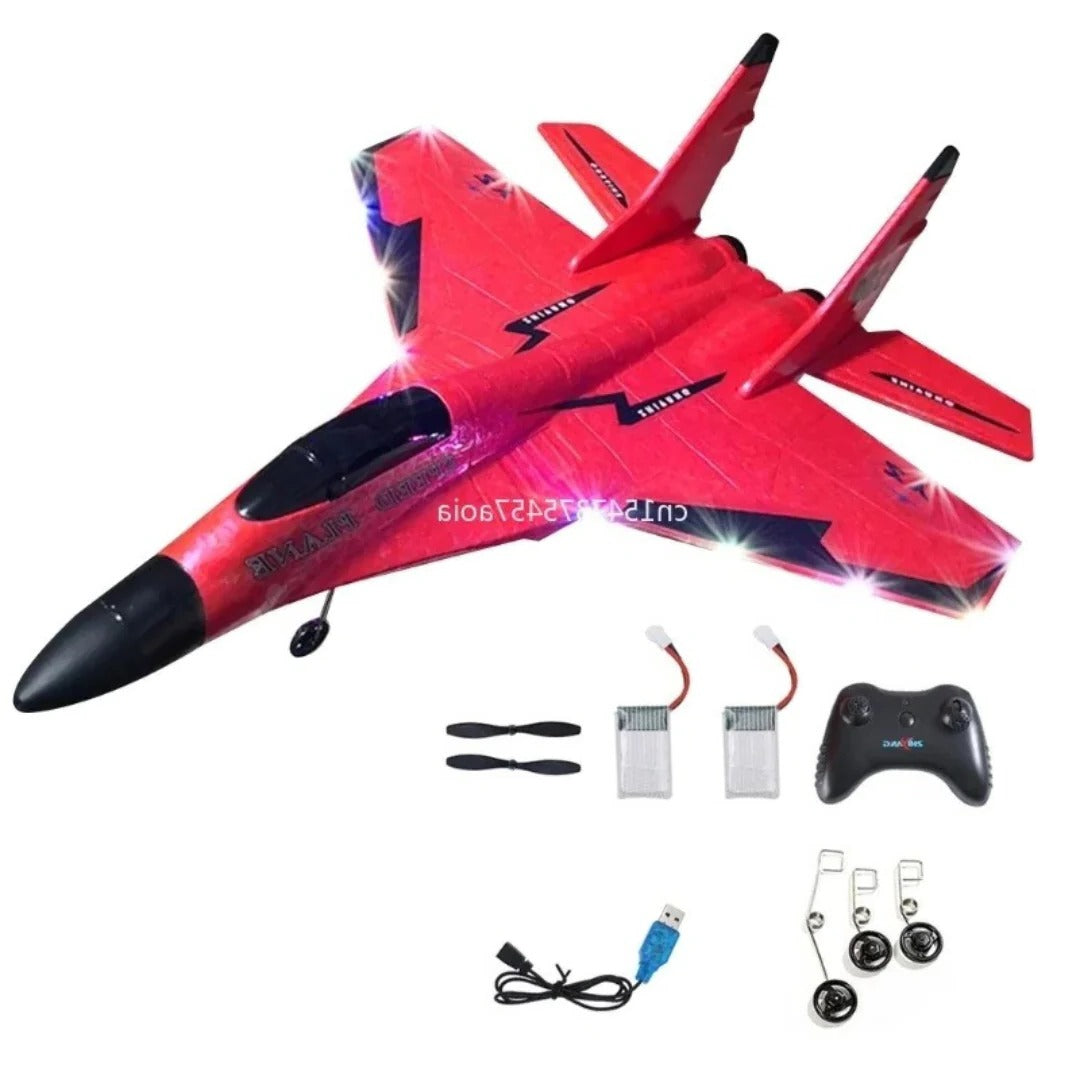Shatter-resistant remote control airplane. This durable RC plane is an outdoor flying toy for kids and adults.