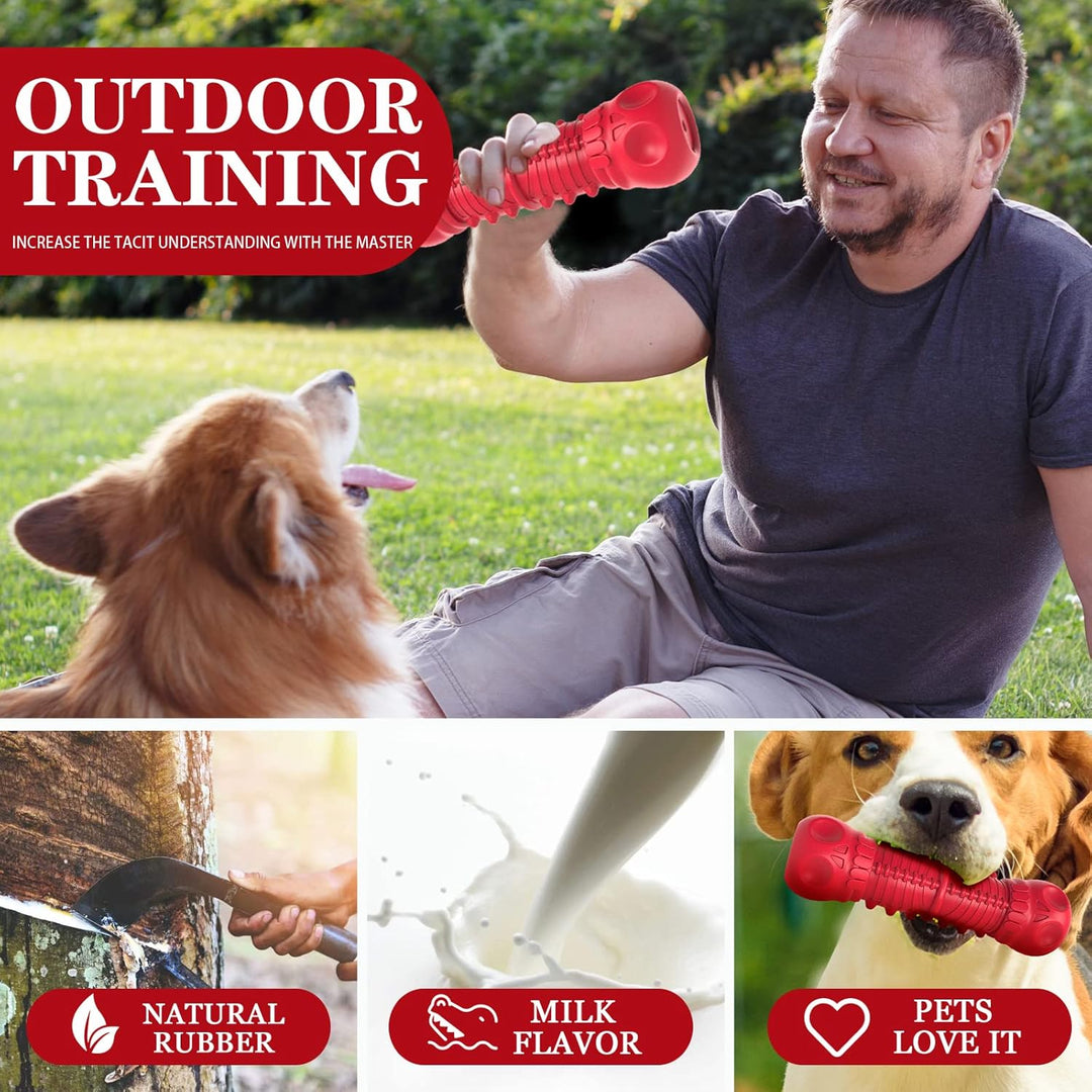 Solid rubber dog chew toy, squeaky and durable, perfect for large & medium dogs needing indestructible fun.