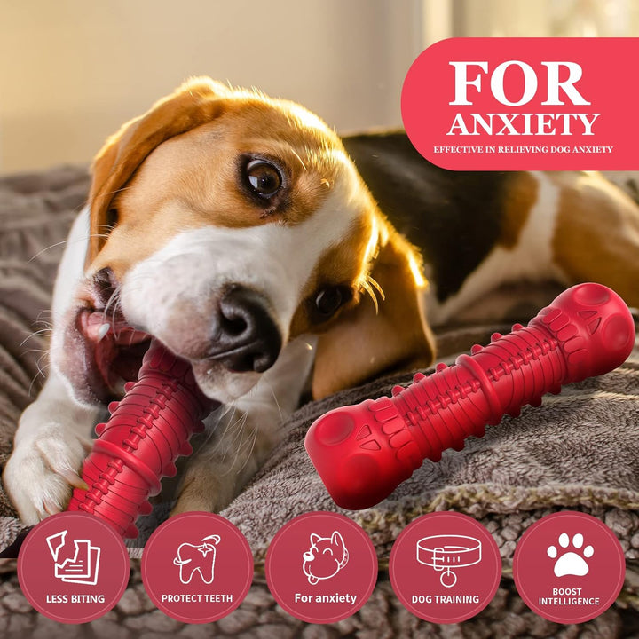 Premium durable rubber dog toy with squeaker, built for tough chewers, provides endless playtime entertainment.